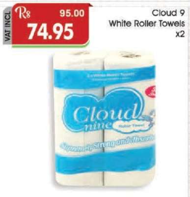 Cloud 9 White Roller Towels x2