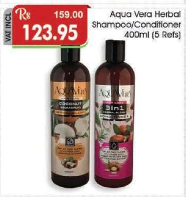 Aqua Vera Herbal Shampoo/Conditioner 400ml (5 Refs)