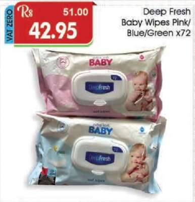 Deep Fresh Baby Wipes Pink/Blue/Green x72
