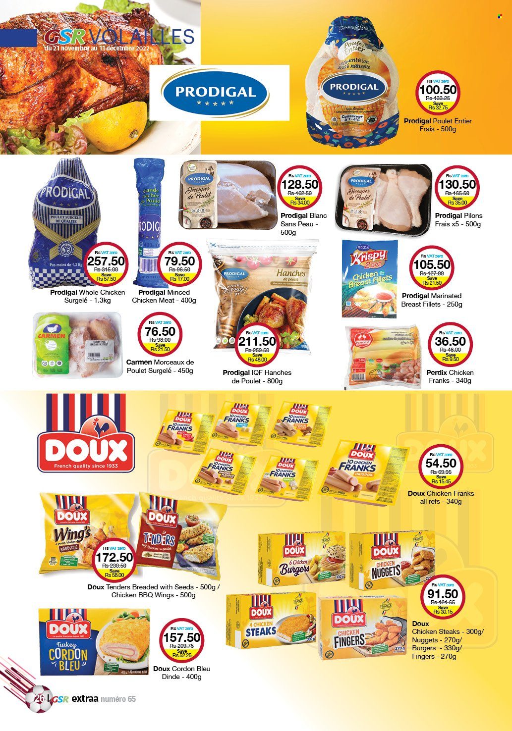 thumbnail - GSR Catalogue - 21.11.2022 - 11.12.2022 - Sales products - nuggets, hamburger, chicken nuggets, chicken frankfurters, whole chicken, chicken, steak, cordon bleu. Page 26.