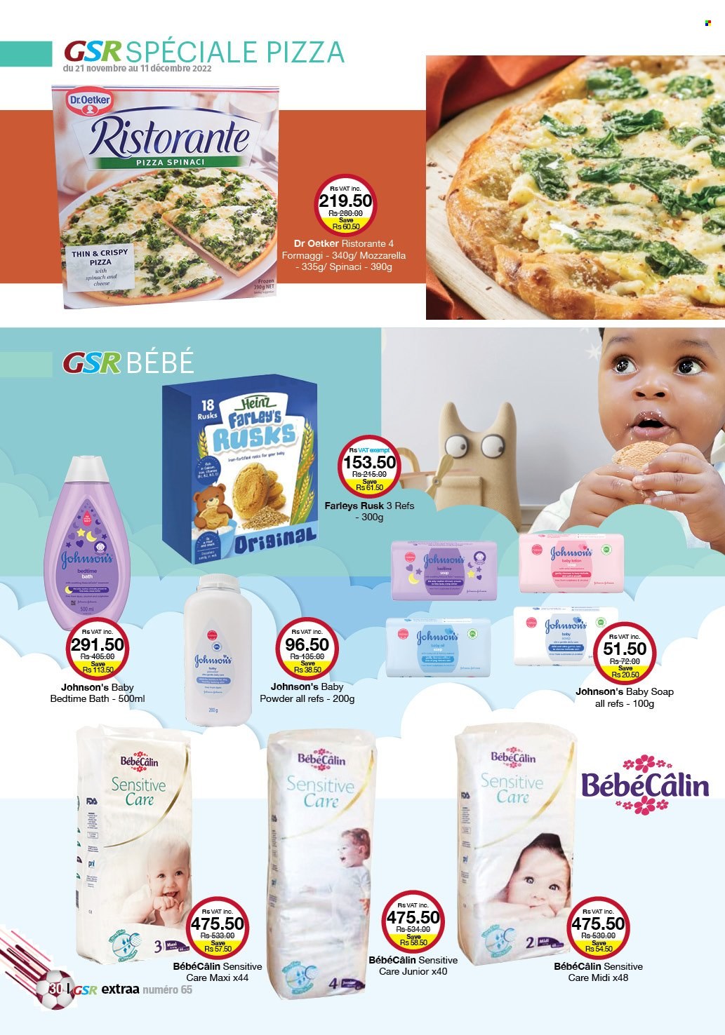 thumbnail - GSR Catalogue - 21.11.2022 - 11.12.2022 - Sales products - rusks, pizza, Dr. Oetker, Johnson's, baby powder, soap, body lotion, Heinz. Page 30.