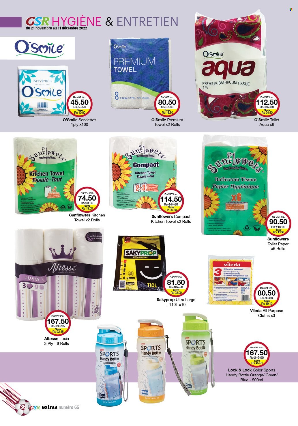thumbnail - GSR Catalogue - 21.11.2022 - 11.12.2022 - Sales products - oranges, bath tissue, toilet paper, kitchen towels. Page 36.