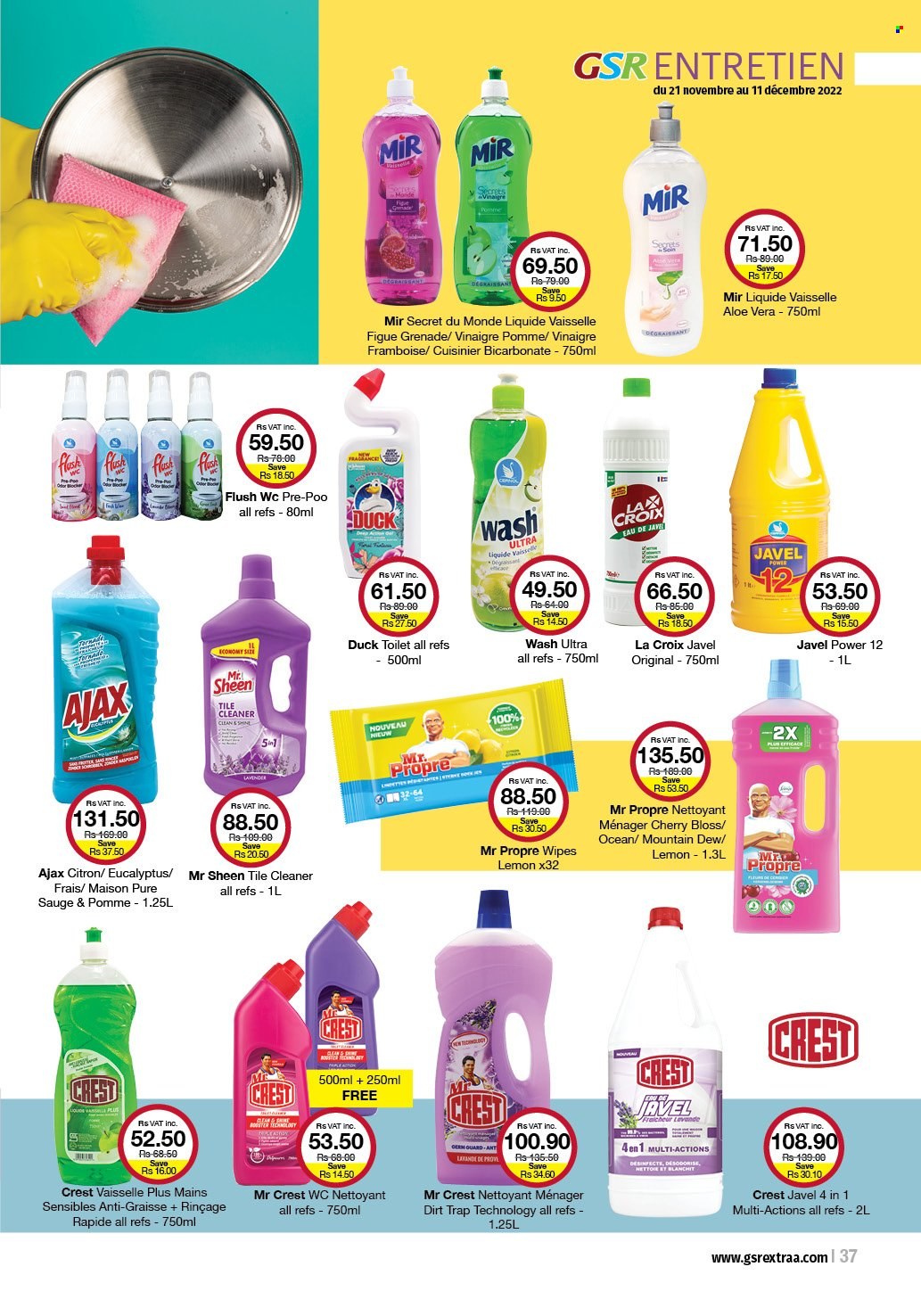 thumbnail - GSR Catalogue - 21.11.2022 - 11.12.2022 - Sales products - cherries, Mountain Dew, wipes, cleaner, Ajax, Crest. Page 37.