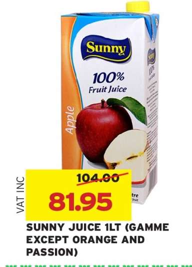 SUNNY JUICE 1LT (GAMME EXCEPT ORANGE AND PASSION)