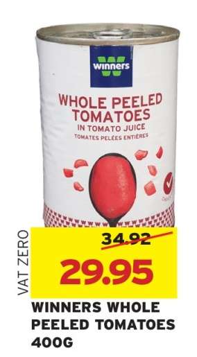 WINNERS WHOLE PEELED TOMATOES 400G
