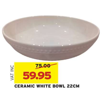 CERAMIC WHITE BOWL 22CM