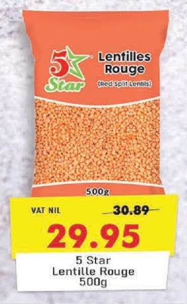 5 Star Lentille Rouge 500g