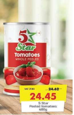 5 Star Peeled Tomatoes 400g