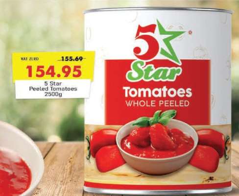 5 Star Peeled Tomatoes 2500g