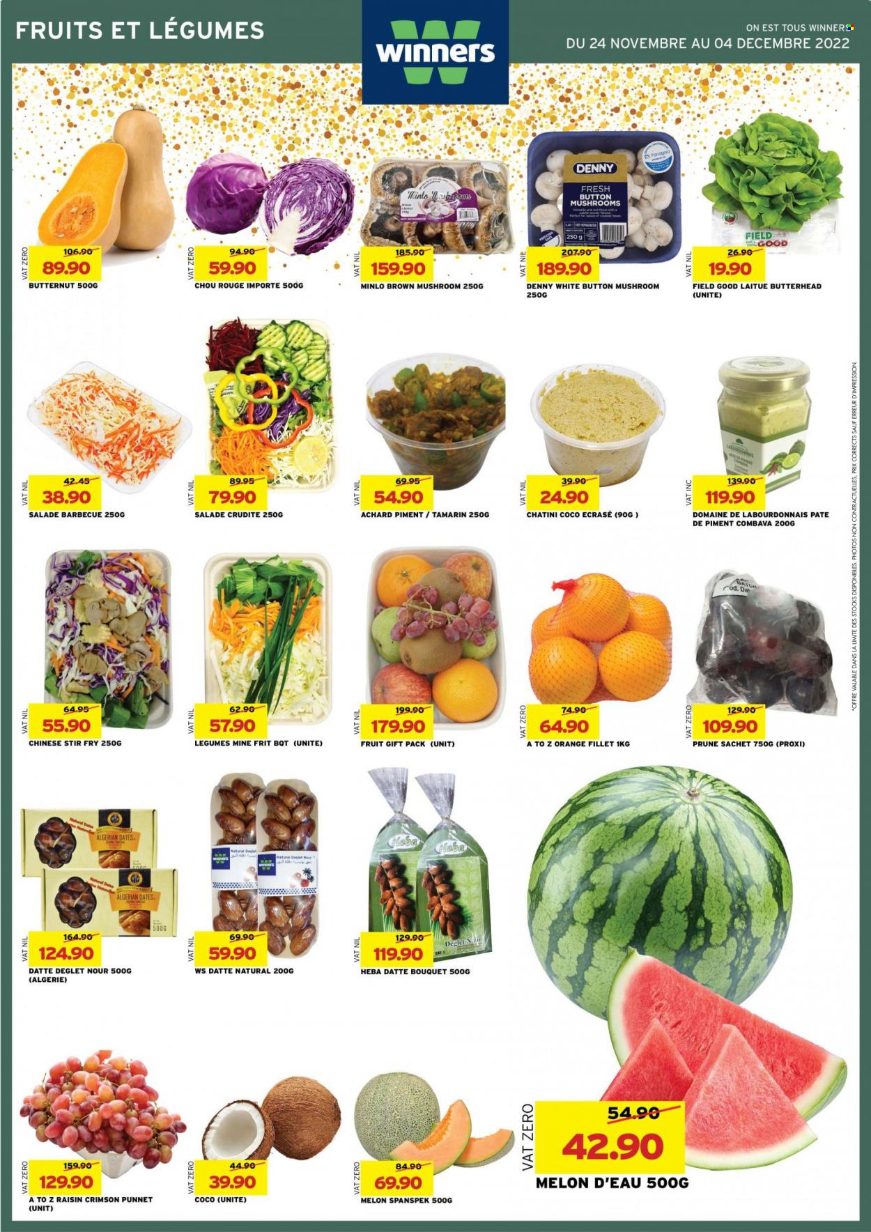 thumbnail - Winner's Catalogue - 24.11.2022 - 4.12.2022 - Sales products - mushrooms, butternut squash, oranges, melons. Page 7.