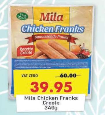 Mila Chicken Franks Creole 340g