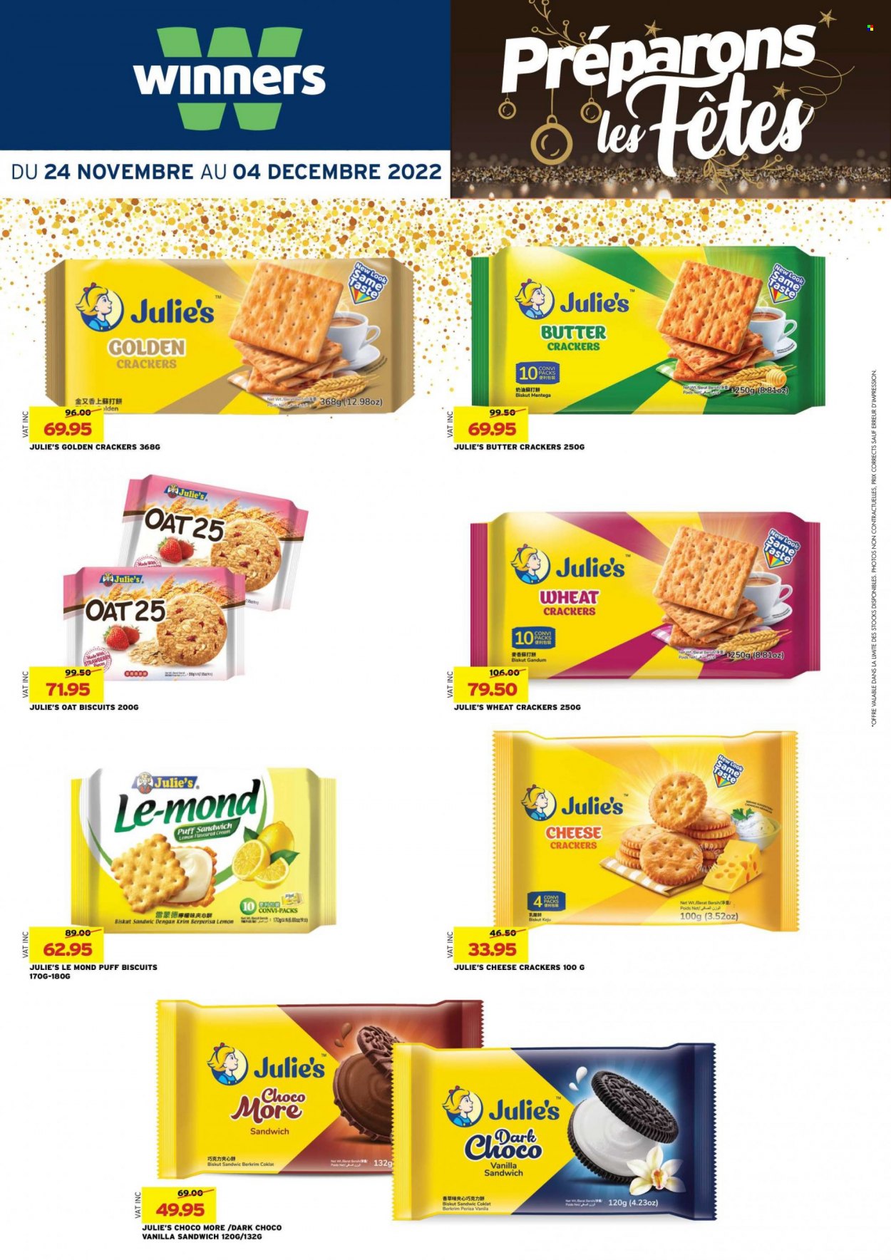 thumbnail - Winner's Catalogue - 24.11.2022 - 4.12.2022 - Sales products - sandwich, butter, crackers, biscuit, Julie's, oats. Page 24.