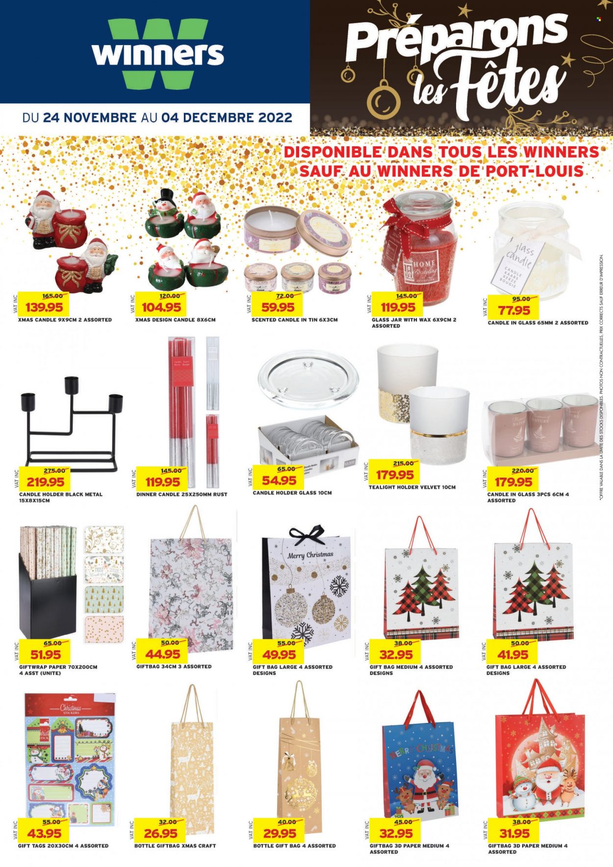 thumbnail - Winner's Catalogue - 24.11.2022 - 4.12.2022 - Sales products - holder, jar, gift bag, paper, candle, glass candle, tealight, sticker. Page 44.