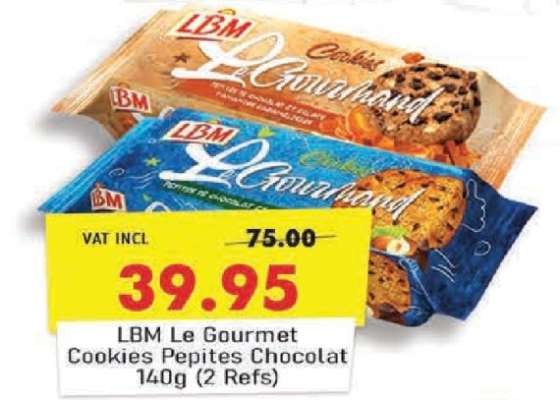 LBM Le Gourmet Cookies Pepites Chocolat 140g (2 Refs)
