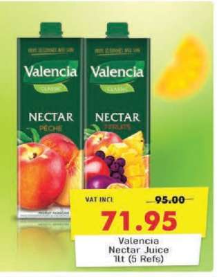 Valencia Nectar Juice 1lt (5 Refs)