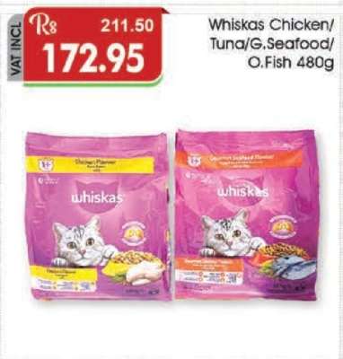 Whiskas Chicken/Tuna/G. Seafood/O. Fish 480g