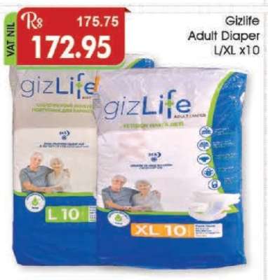Gizlife Adult Diaper L/XL x10