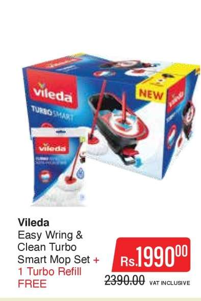 Vileda Easy Wring & Clean Turbo Smart Mop Set + 1 Turbo Refill FREE