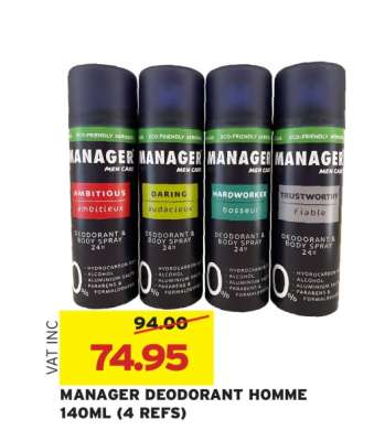 MANAGER DEODORANT HOMME 140ML (4 REFS)