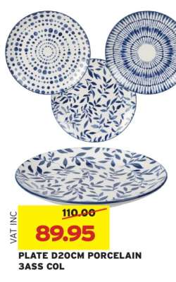 PLATE D20CM PORCELAIN 3ASS COL