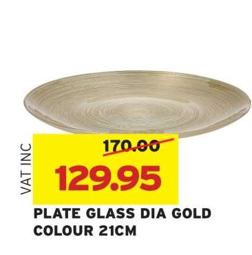 PLATE GLASS DIA GOLD COLOUR 21CM