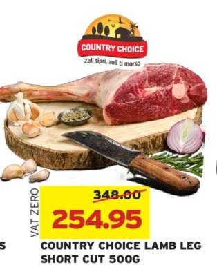COUNTRY CHOICE LAMB LEG SHORT CUT 500G