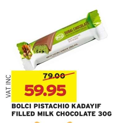 BOLCI PISTACHIO KADAYIF FILLED MILK CHOCOLATE 30G