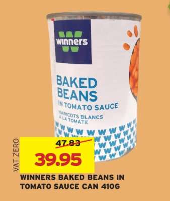 WINNERS BAKED BEANS IN TOMATO SAUCE CAN 410G