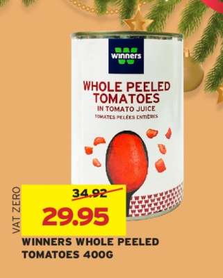 WINNERS WHOLE PEELED TOMATOES 400G