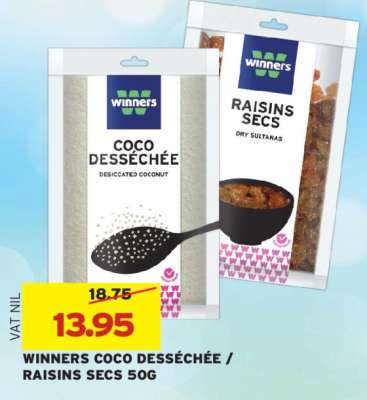 WINNERS COCO DESSÉCHÉE / RAISINS SECS 50G