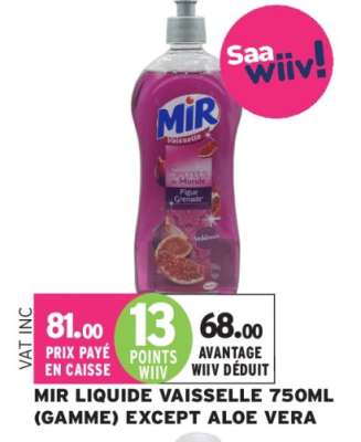 MIR LIQUIDE VAISSELLE 750ML (GAMME) EXCEPT ALOE VERA