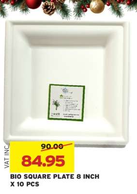 BIO SQUARE PLATE 8 INCH X 10 PCS