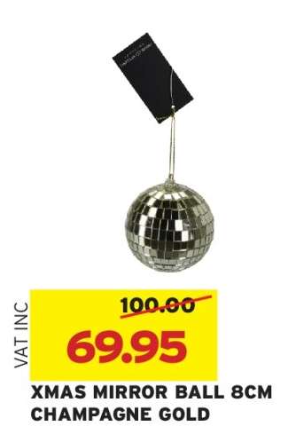 XMAS MIRROR BALL 8CM CHAMPAGNE GOLD