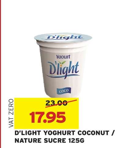 D'LIGHT YOGHURT COCONUT / NATURE SUCRE 125G