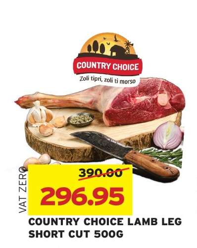 COUNTRY CHOICE LAMB LEG SHORT CUT 500G