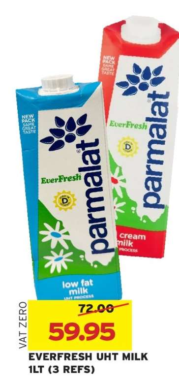 EVERFRESH UHT MILK 1LT (3 REFS)