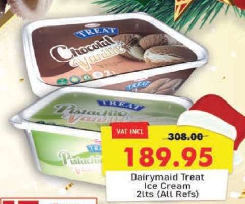 Dairymaid Treat Ice Cream 2lts (All Refs)