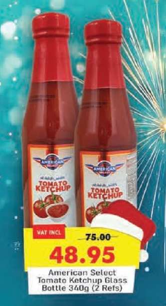 American Select Tomato Ketchup Glass Bottle 340g (2 Refs)