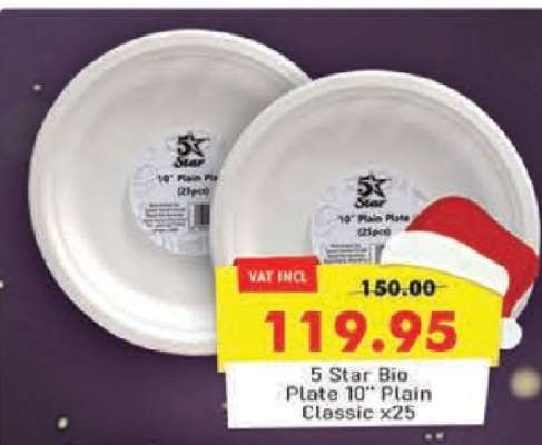 5 Star Bio Plate 10” Plain Classic x25
