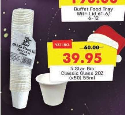 5 Star Bio Classic Glass 20Z (x50) 55ml