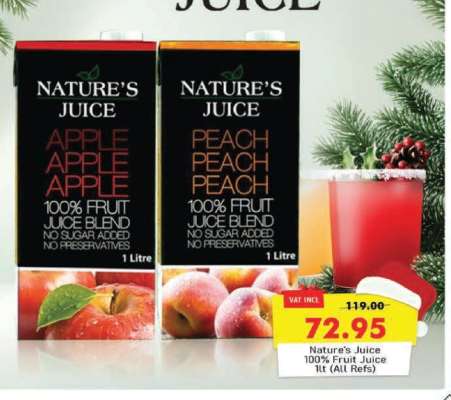 Nature's Juice 100% Fruit Juice 1lt (All Refs)