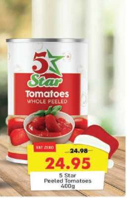 5 Star Peeled Tomatoes 400g
