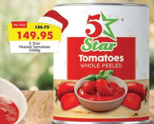 5 Star Peeled Tomatoes 2500g