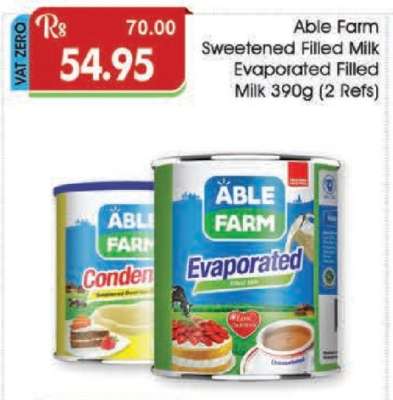 Able Farm Sweetened Filled Milk Evaporated Filled Milk 390g (2 Refs)