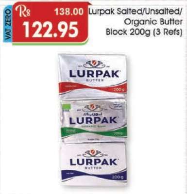 Lurpak Salted/Unsalted/Organic Butter Block 200g (3 Refs)
