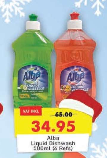Alba Liquid Dishwash 500ml (6 Refs)