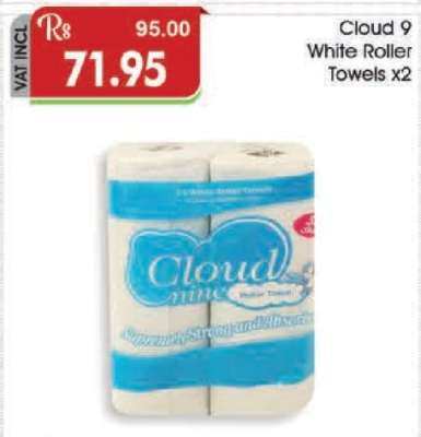 Cloud 9 White Roller Towels x2