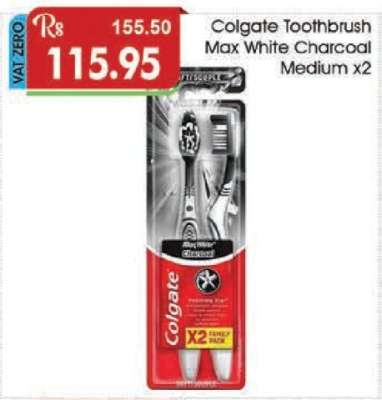 Colgate Toothbrush Max White Charcoal Medium x2