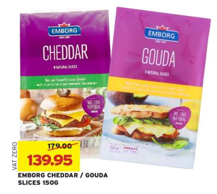 EMBORG CHEDDAR / GOUDA SLICES 150G