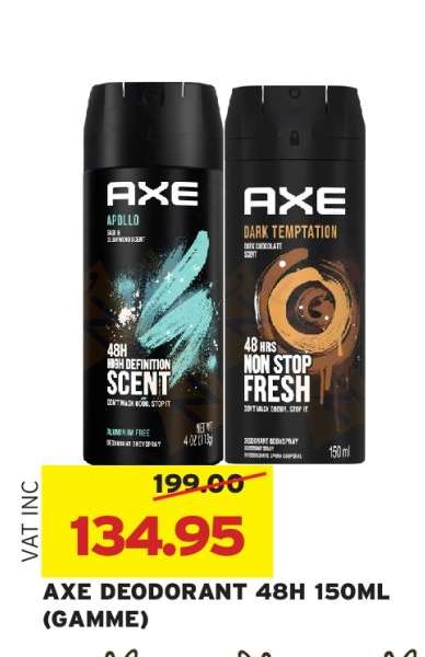 AXE DEODORANT 48H 150ML (GAMME)